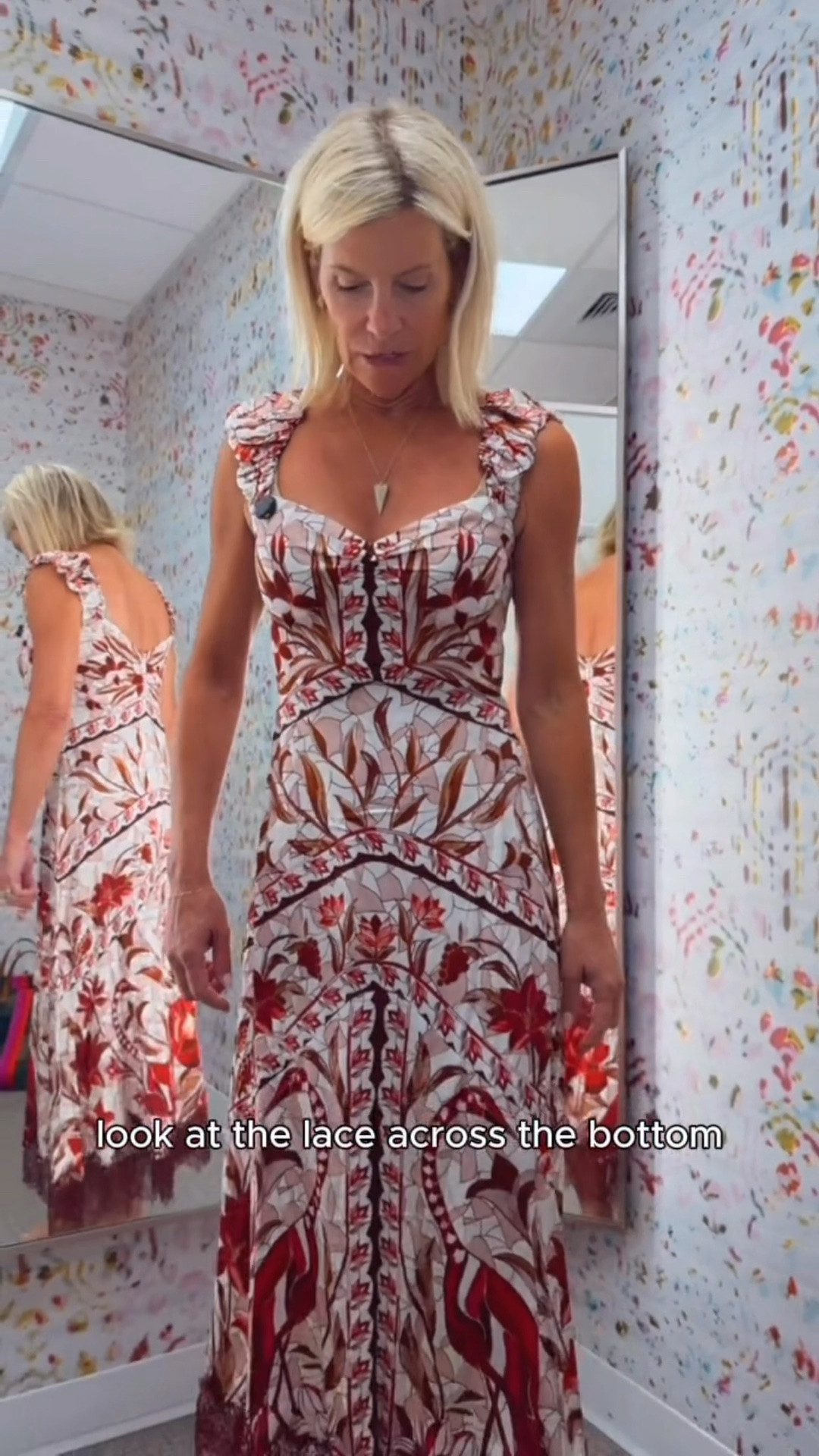 This floral midi dress is one of those pieces that makes an entrance. The flattering bodice, romantic lace hem, and rich fall colors make it feel so special. I sized up for a little extra length.

👩‍💻 LTK PRO TIPS
❤️ Heart = Support my posts ;-)
🔖 Save = Get sale & restock alerts for the things you love!
📋 Lists = Keep favorites organized (List ideas: Christmas, Birthdays, and Vacations!)
📲 Share = Send lists and products to a friend (or your daughters like me).
💬 Comment = Ask me anything, and I’ll answer. ;-)

#LTKootd #LTKOver40 #LTKSaleAlert