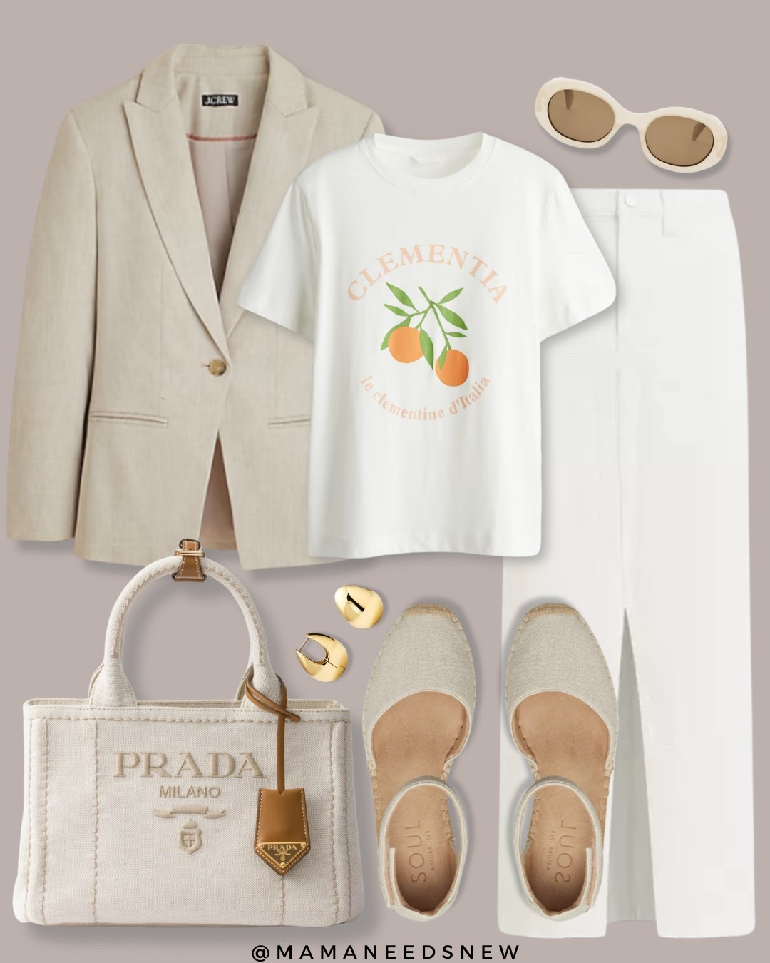 A spring outfit with a blazer, graphic tshirt, denim skirt, espadrilles & small toteOrange

#LTKSaleAlert #LTKSpringSale #LTKStyleTip