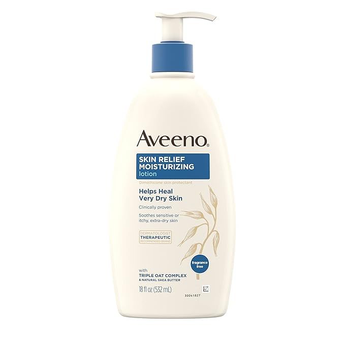 Aveeno Skin Relief Fragrance-Free Moisturizing Lotion for Sensitive Skin, with Natural Shea Butte... | Amazon (US)