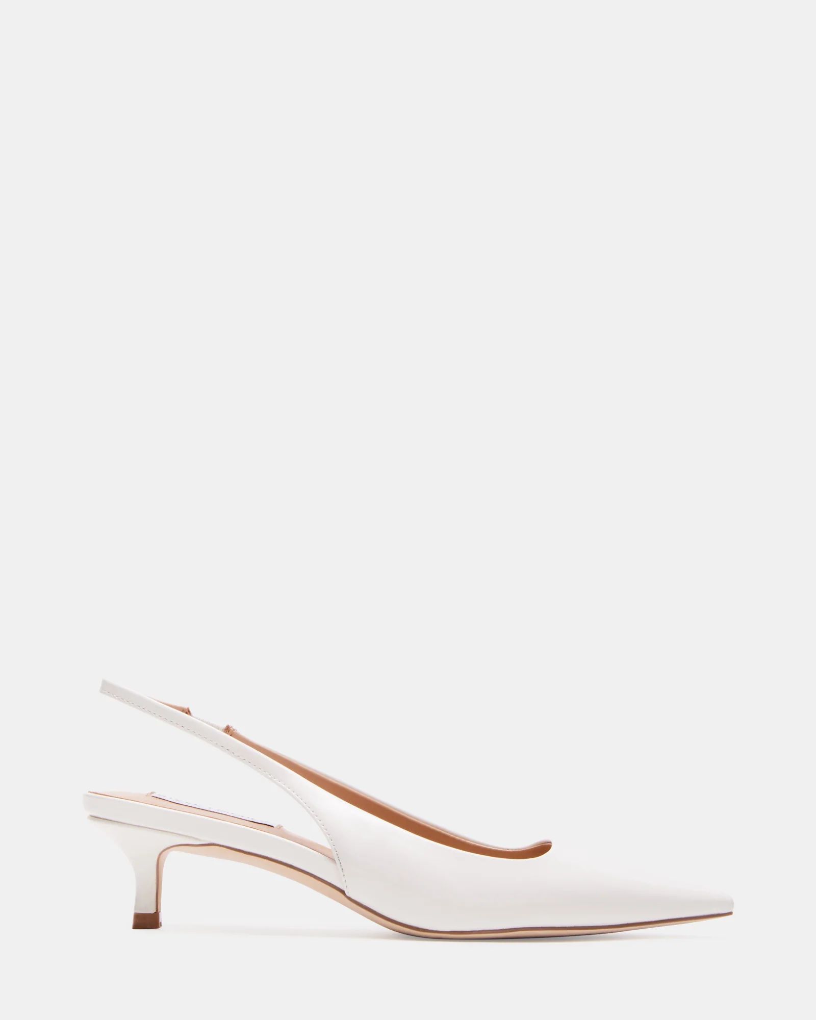 KARI White Patent Slingback Point Toe Kitten Heel | Women's Heels | Steve Madden (US)