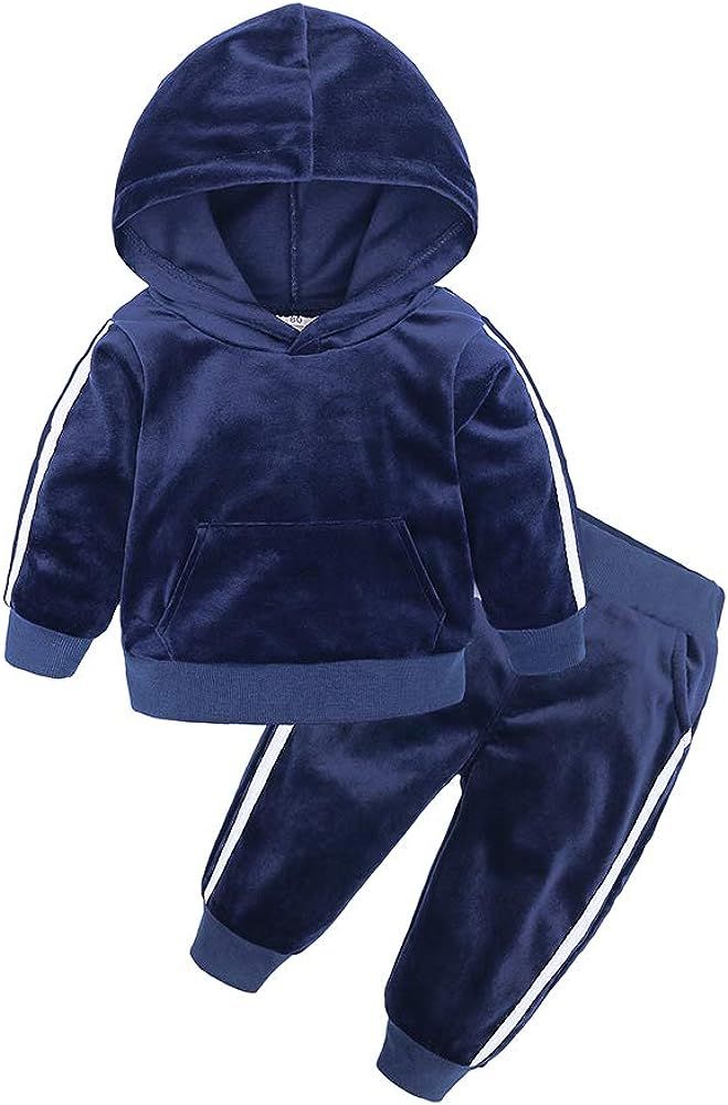 MYGBCPJS 2Pcs Fashion Toddler Baby Girl Velvet Sweatshirt Tops Pant Set Tracksuit | Amazon (US)