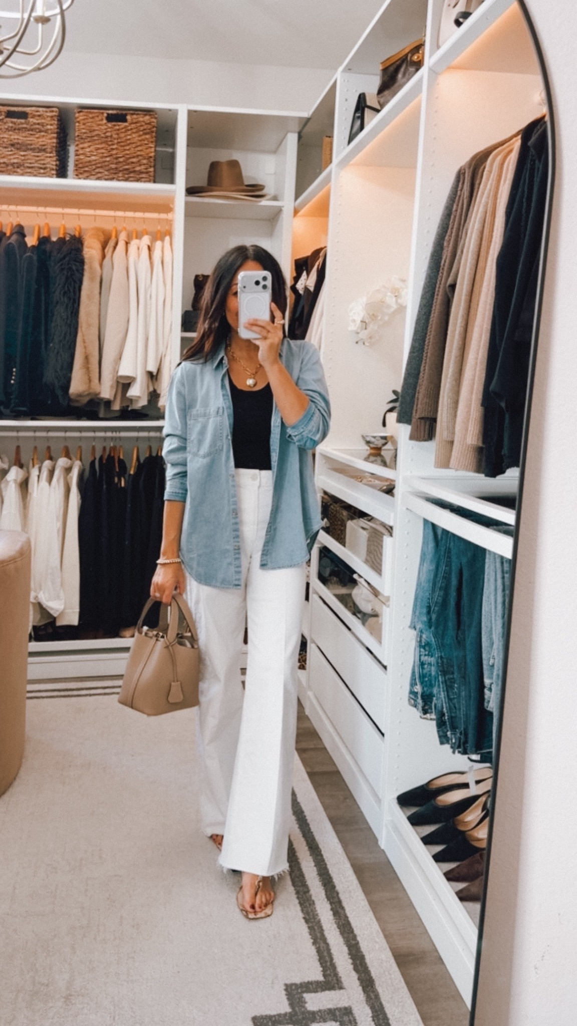 This denim shirt has been my go-to layer lately- finally on sale🙌🏽 40% off! 
Fits TTS wearing a 4
Everything TTS

#LTKootd #LTKOver40 #LTKSaleAlert