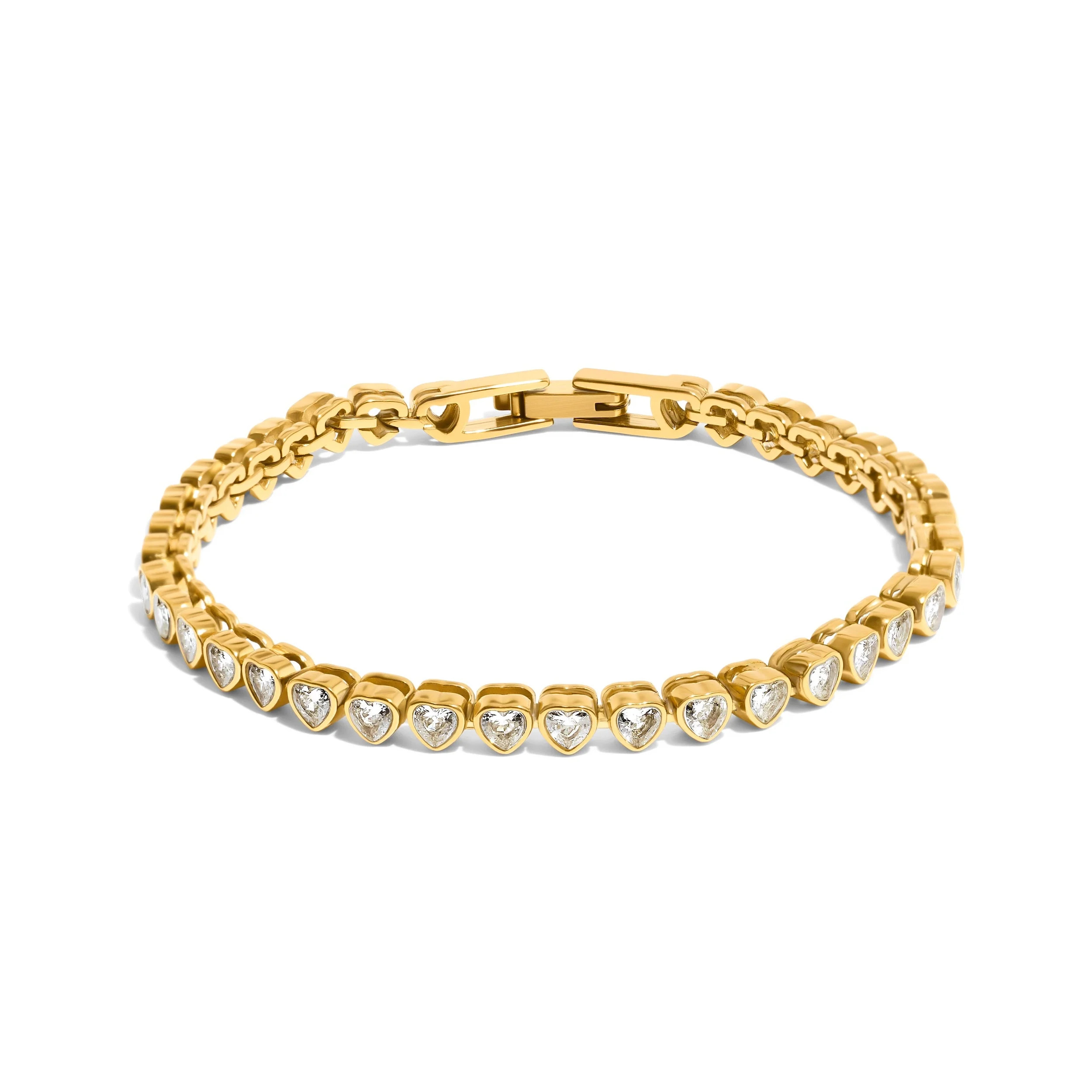 Heart Tennis Bracelet (Gold) | Abbott Lyon