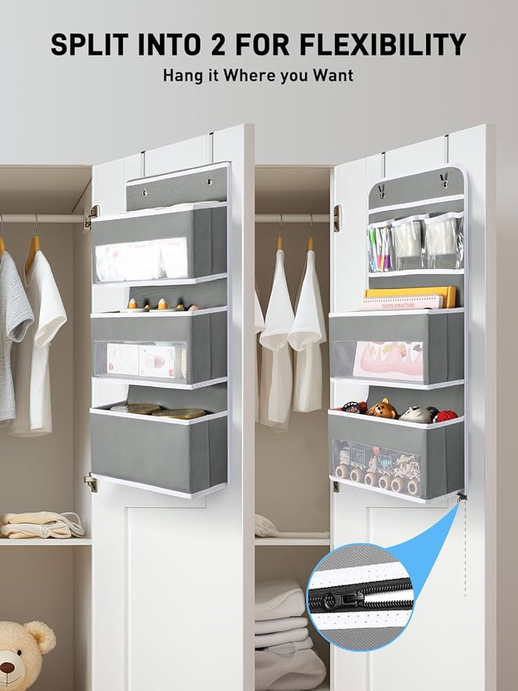 Yecaye 6-Tier Over the Door Storage Organizer, Flexible 1 Split into 2 Swing-proof Hanging Bathro... | Amazon (US)