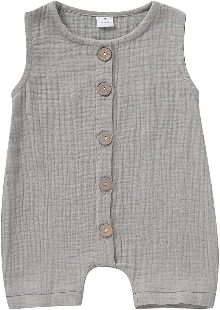 Infant Newborn Baby Boys Girls Cotton Linen Romper Summer Jumpsuit Sleeveless Overalls Clothing S... | Amazon (US)