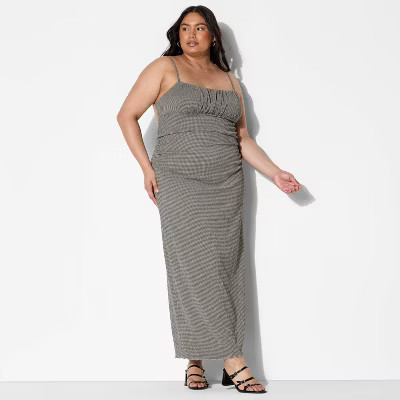 Women's Knit Maxi Empire Waist Dress - Wild Fable™ Gray Check 4X | Target