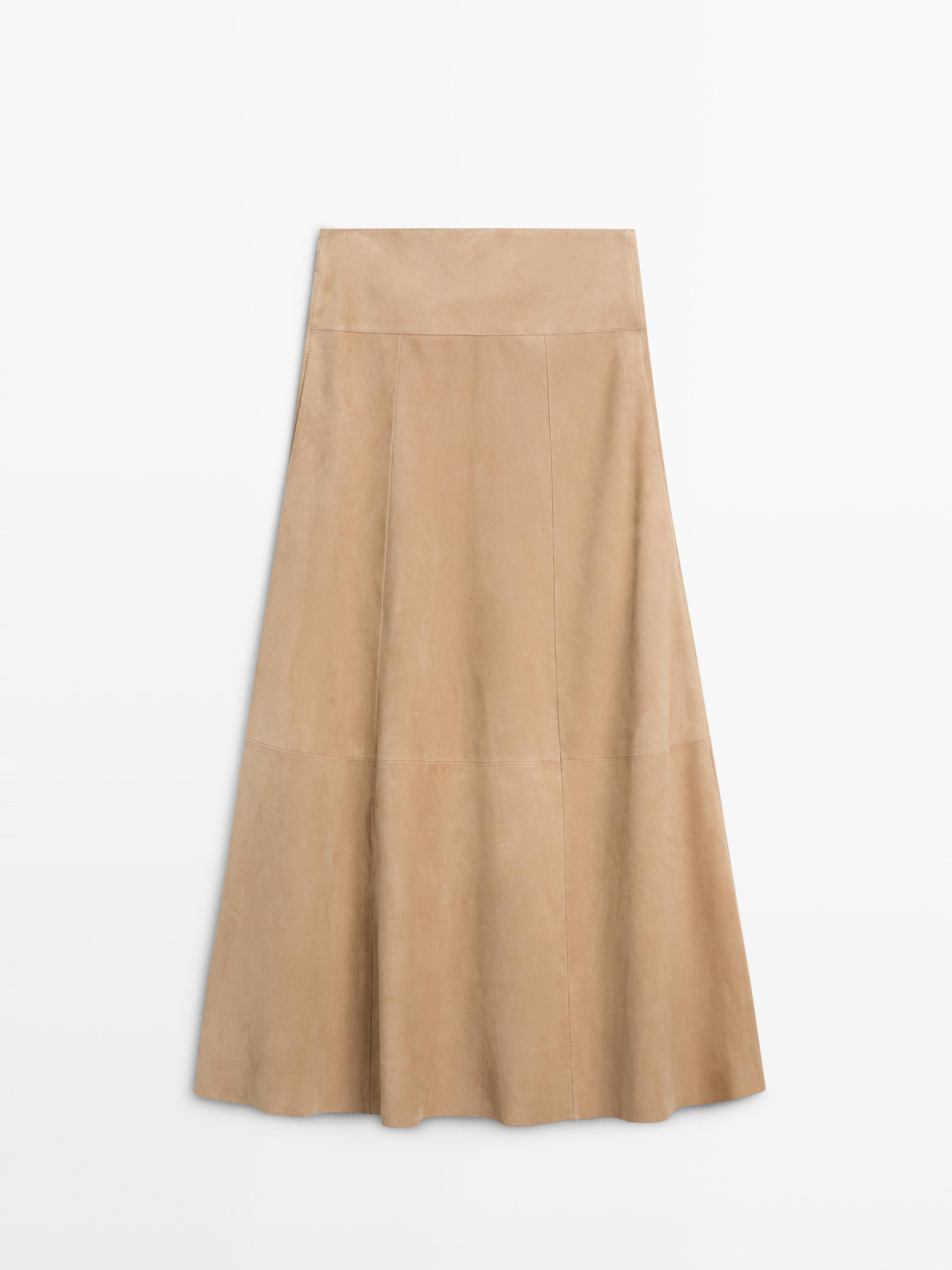 Rock aus Leder und Wildleder mit Kummerbund | Massimo Dutti DE