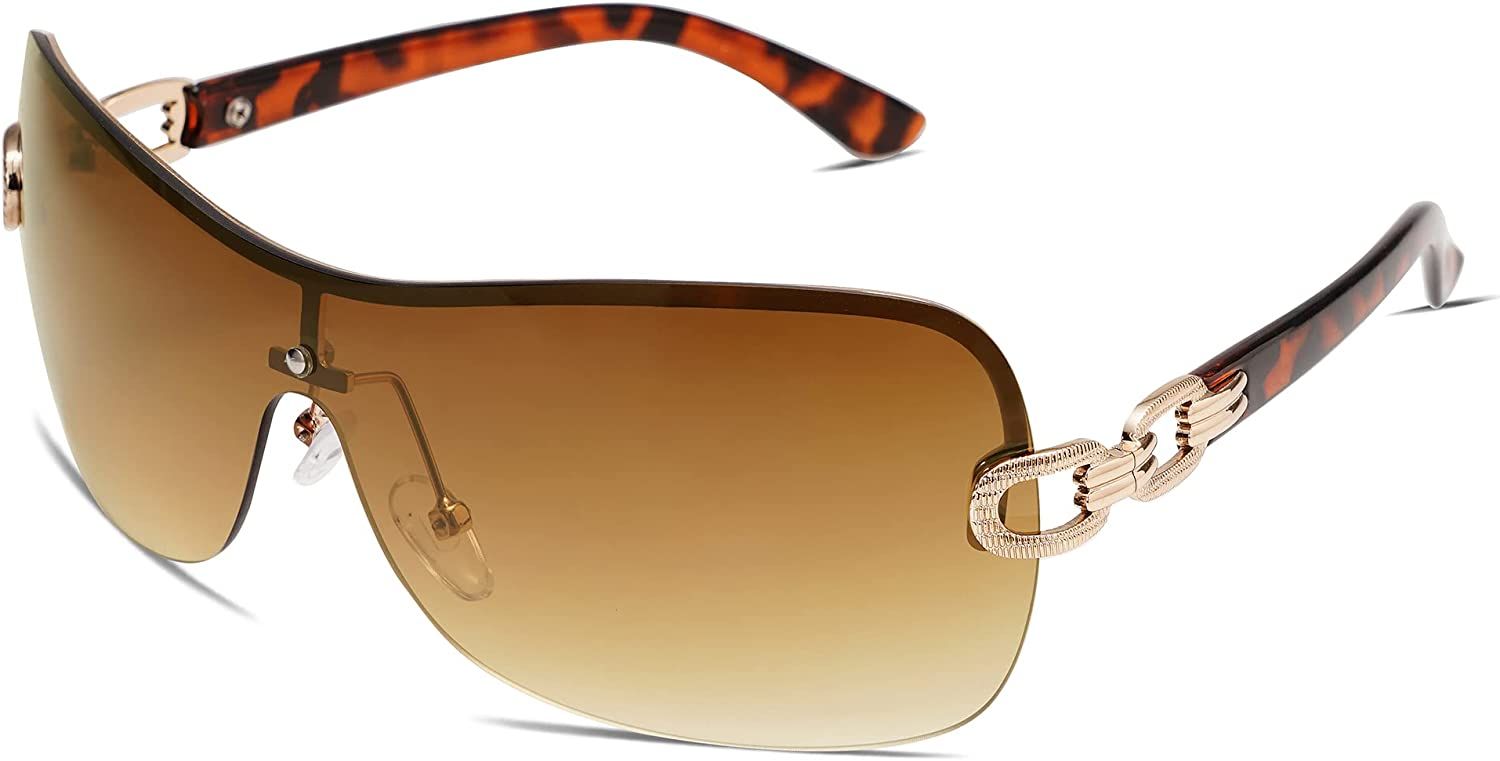 VANLINKER Stylish Rimless Frameless Rectangle Sunglasses for Women | Amazon (US)