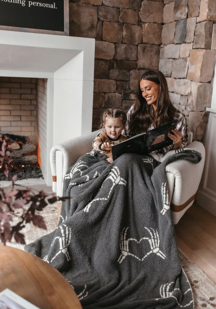 TSC x Sarah Knuth: Skeleton Heart Hands Buttery Blanket | The Styled Collection