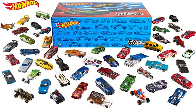 Hot Wheels Set of 50 Toy Trucks & Cars in 1:64 Scale, Individually Packaged Vehicles (Styles May ... | Amazon (US)