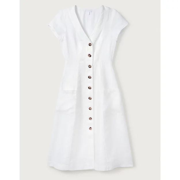 Linen Fit & Flare Button Through Dress | The White Company (UK)