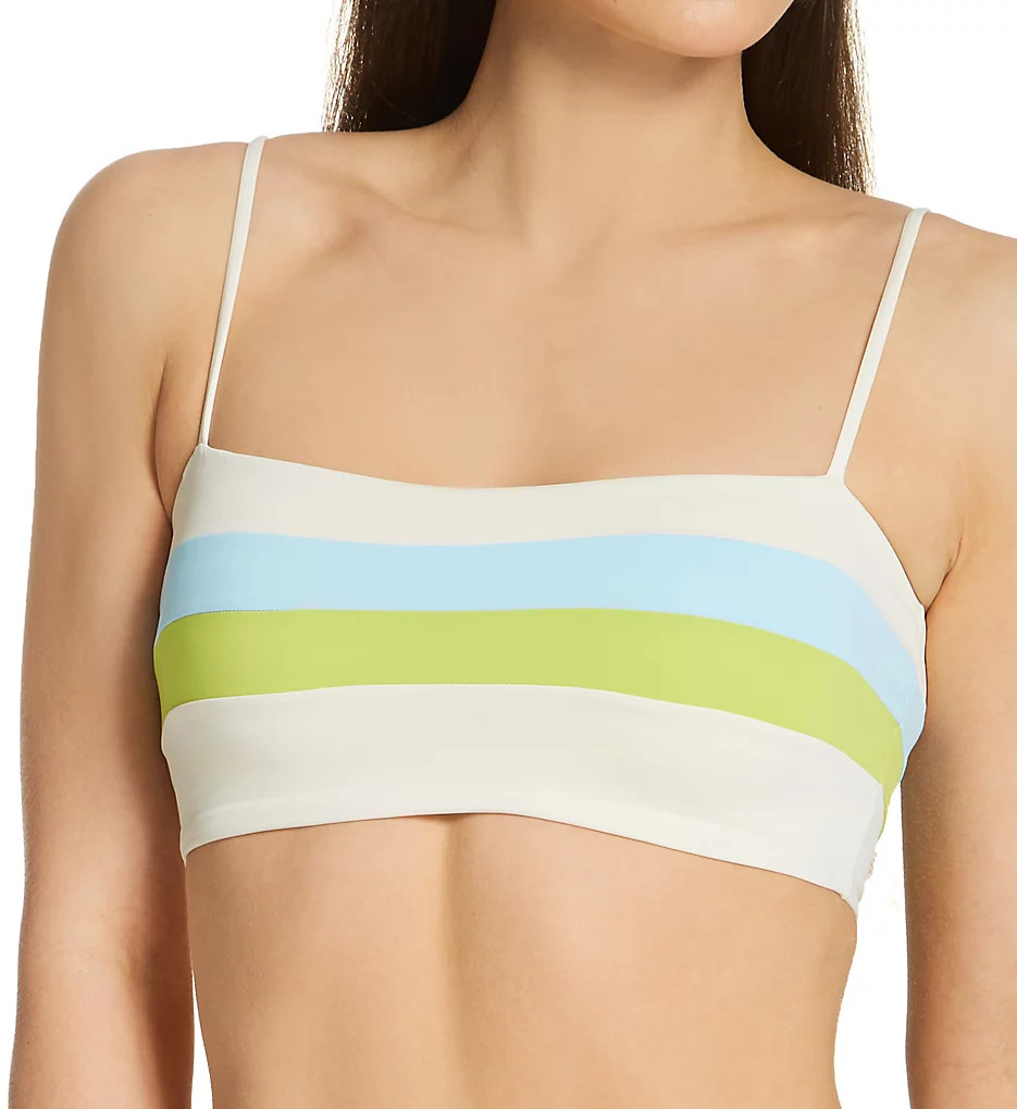 L Space Women's Striped Rebel Bikini Swim Top in Cream/Sky Blue/Kiwi | Size XL | HerRoom.com | HerRoom
