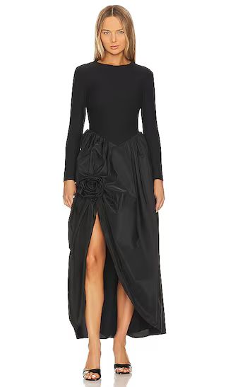 Aurora Maxi Dress With Rose Detail in Black | Revolve Clothing (Global)