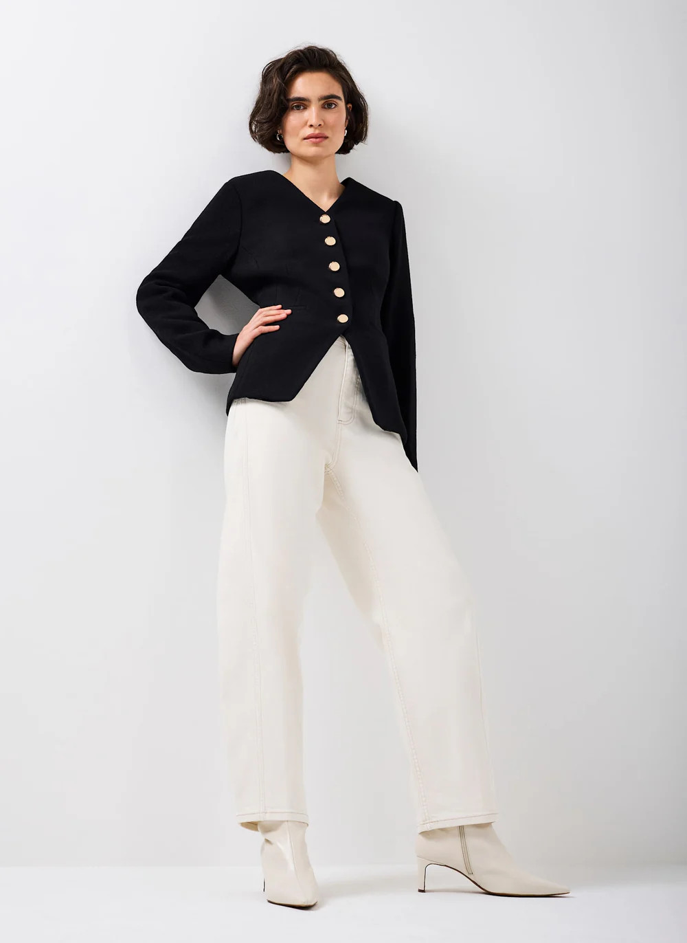 Black Wool Blend Sculpted Jacket | Mint Velvet