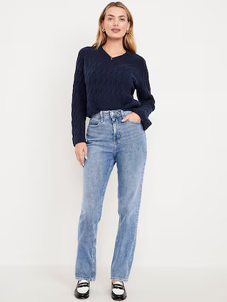 Extra High-Waisted Straight Jeans | Old Navy (US)