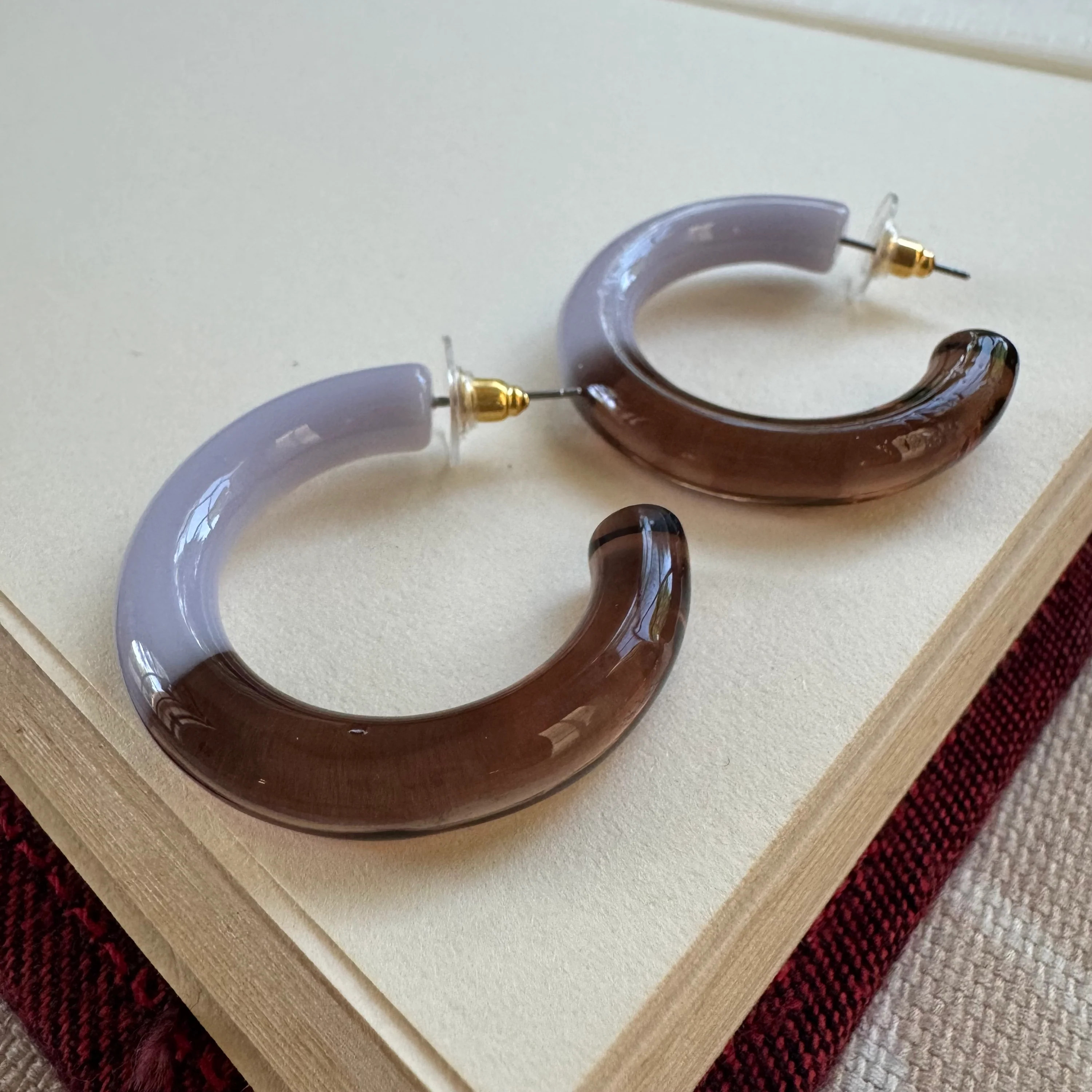 Lavender Mocha Resin Hoops | Erin McDermott Jewelry