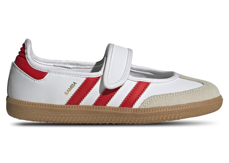 Adidas Samba Jane White Sneakers in Cloud White/Red/Gum | StockX
