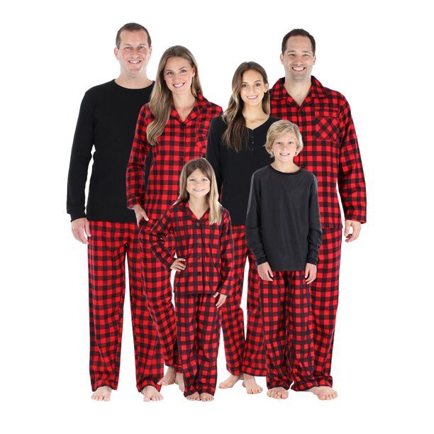 SleepytimePJs Matching Family Christmas Buffalo Plaid Flannel Pajama Sets - Walmart.com | Walmart (US)