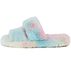 Soda Corset ~ Women Super Soft Faux Fur Fuzzy Fluffy 2 Band Strap Open Toe Slide Slipper | Amazon (US)