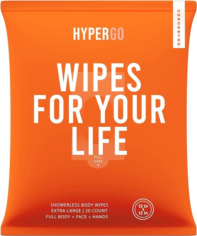 HyperGo Full-Body Rinse-Free Hypoallergenic Biodegradable Bathing Wipes –All Natural, Refreshin... | Amazon (US)