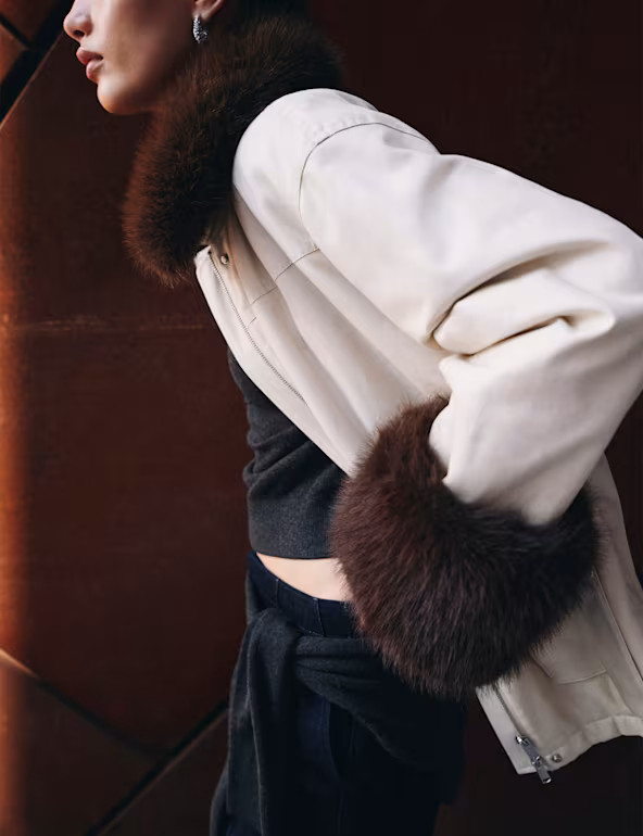 Pure Cotton Waisted Faux Fur Trim Parka | Marks & Spencer (UK)