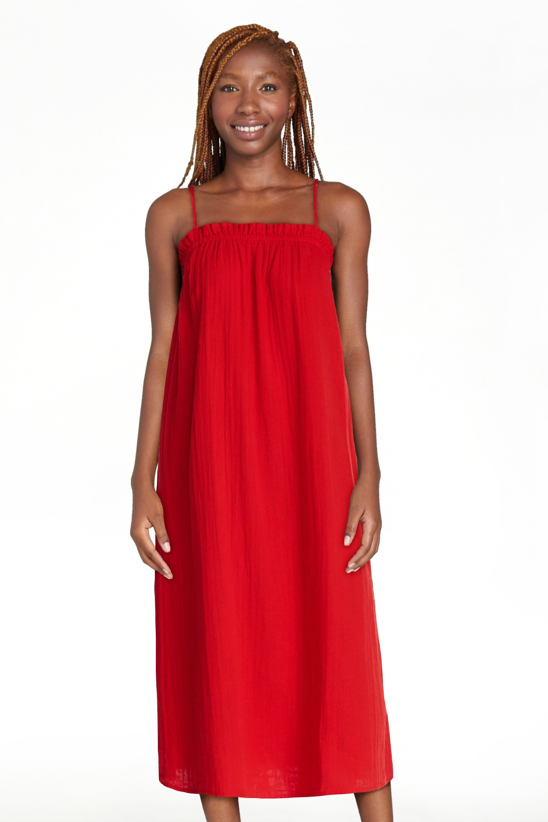 Time and Tru Women's Sleeveless Double Cloth Cotton Midi Dress, Sizes XS-XXXL | Walmart (US)