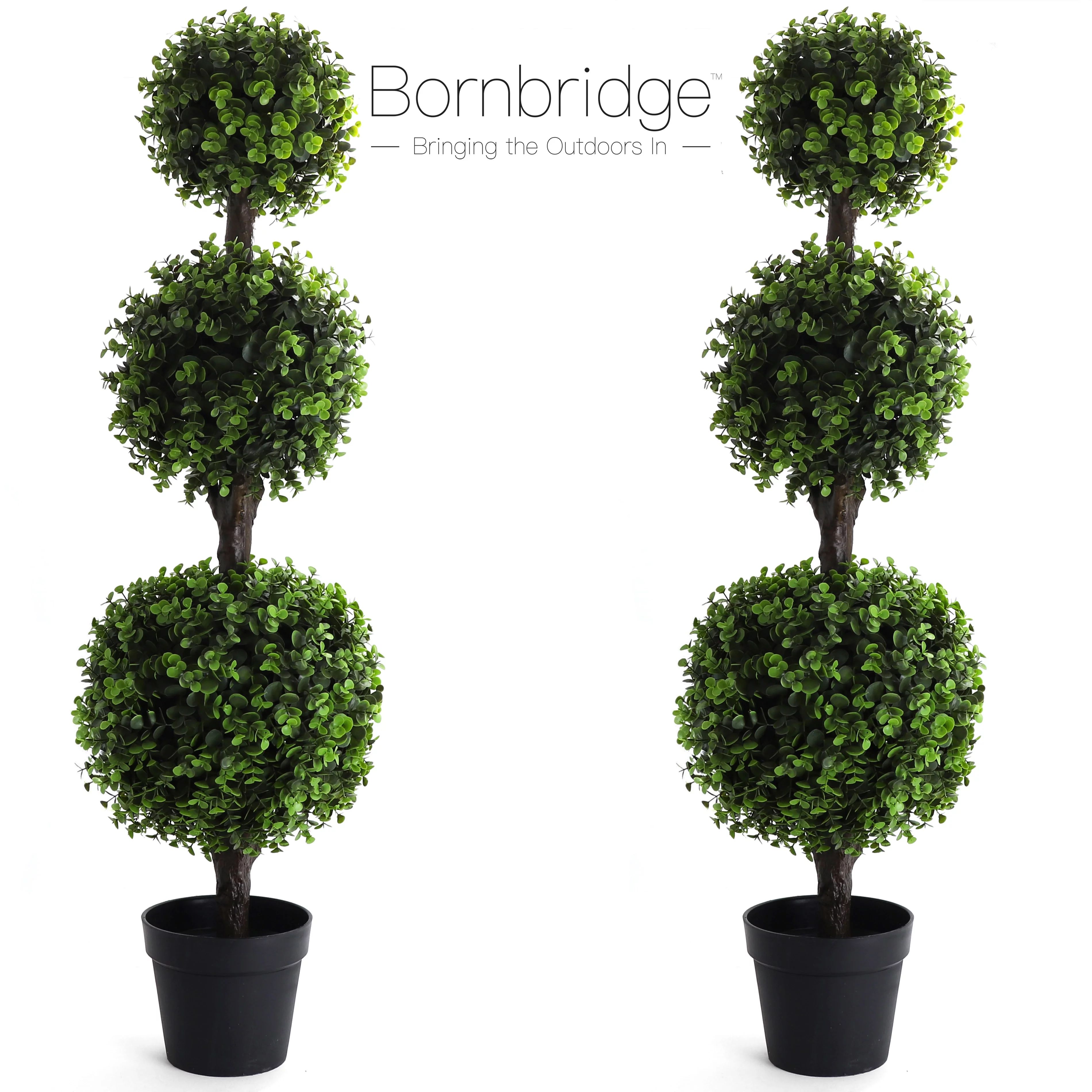 Bornbridge Artificial 4' Topiary Ball Tree - Indoor/Outdoor (Boxwood, 2 Pack) | Walmart (US)