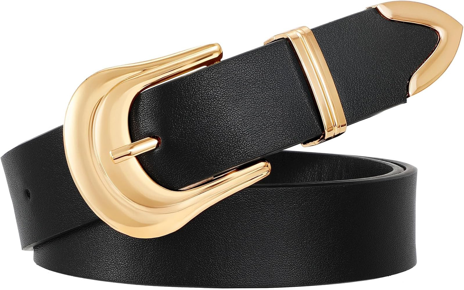 XZQTIVE Women's Leather Belt Plus Size Ladies Western Belt Silver Gold Buckle Black Waist Belt fo... | Amazon (US)