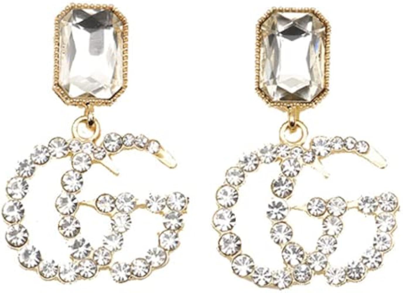G Earrings Initial Earrings Dangle Drop Double G Rhinestones Cubic Zirconia Jewelry Gift For Wome... | Amazon (US)