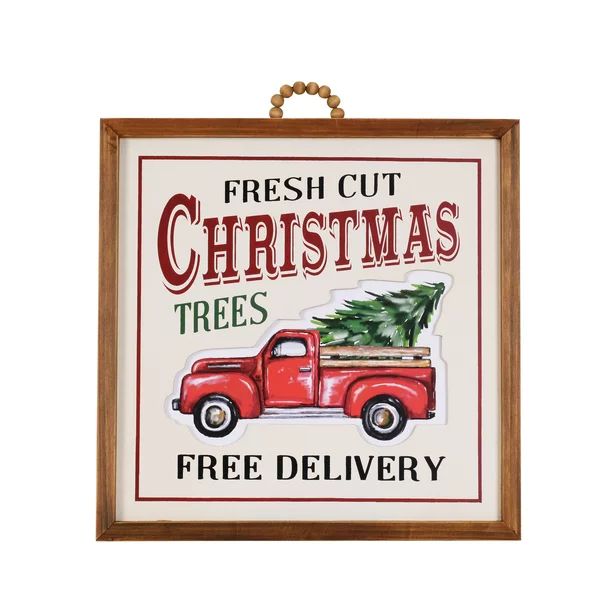 Holiday Time Fresh Cut Christmas Trees Antique Truck Hanging Sign Decoration, 15.5" | Walmart (US)