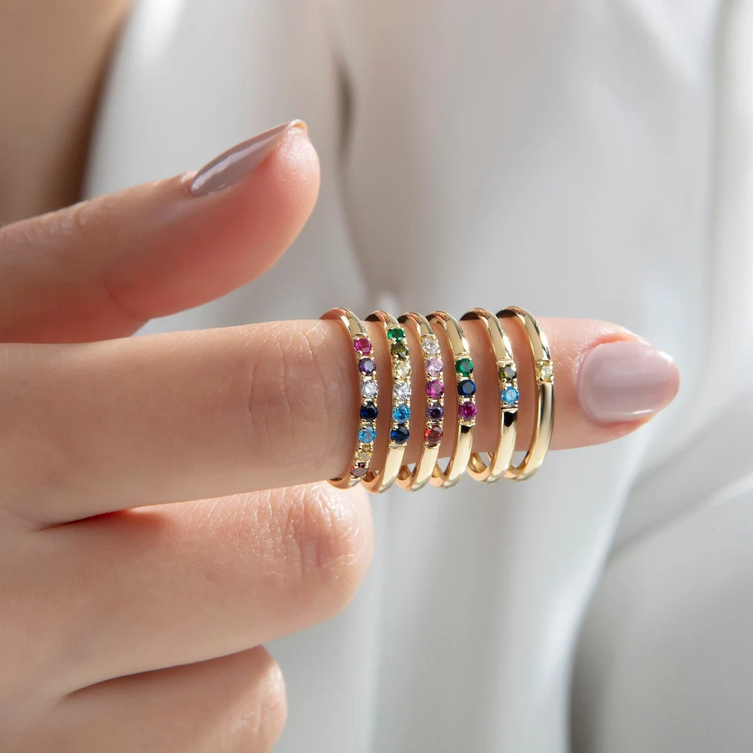 10K,14K,18K Gold Family Birthstone Ring, Gold Personalized Birthstone Ring, Valentine's Day Gift,... | Etsy (US)