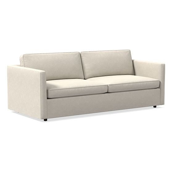 Harris 86"" Sofa, Poly, Performance Distressed Velvet, Alabaster | West Elm (US)
