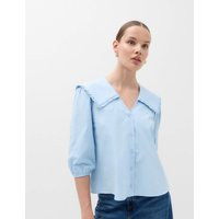 M&S Pure Cotton Frilled Sailor Collar Shirt Pale Blue | Marks & Spencer (UK)