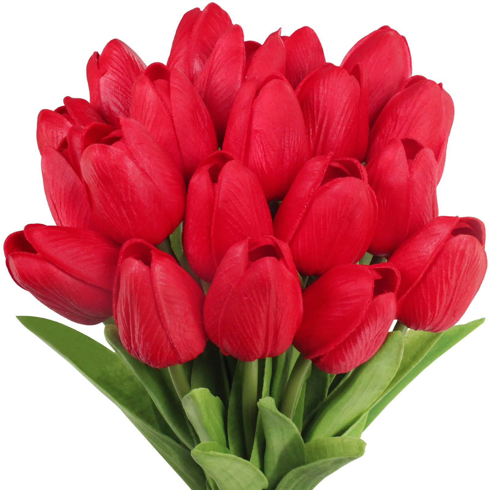 20 Pcs Artificial Red Tulip Flowers Faux Tulip Stems PU Real Touch Tulips 13.7" Tall for Spring E... | Amazon (US)