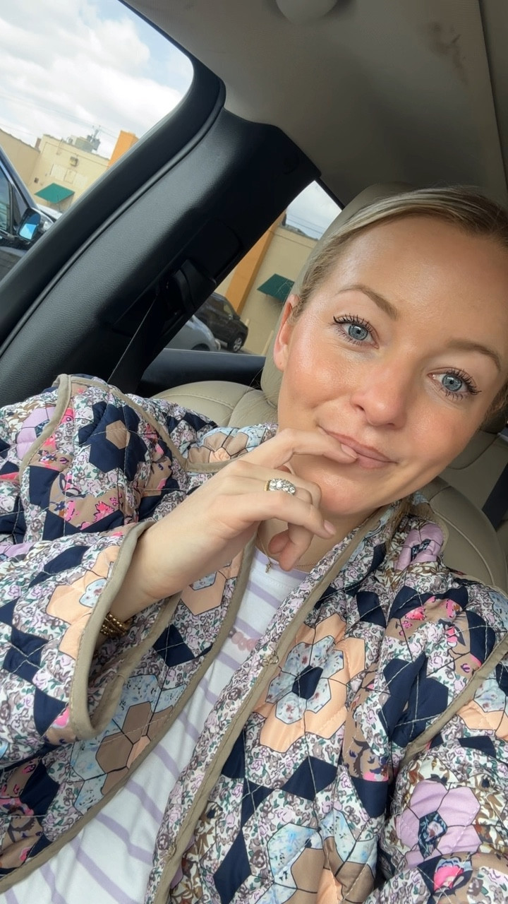Lavender striped pajama top, beaded necklace, and diamond cross necklace. Quilted jacket is linked on my Amazon storefront  Happy first day of spring!!🪻 #pajamas #stripedtop #beadednecklace

#LTKfindsunder50 #LTKstyletip #LTKSeasonal