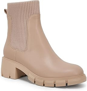 Ruanyu Womens Platform Ankle Boots Elastic Chunky Block Heel Chelsea Booties Lug Sole Non-Slip Co... | Amazon (US)