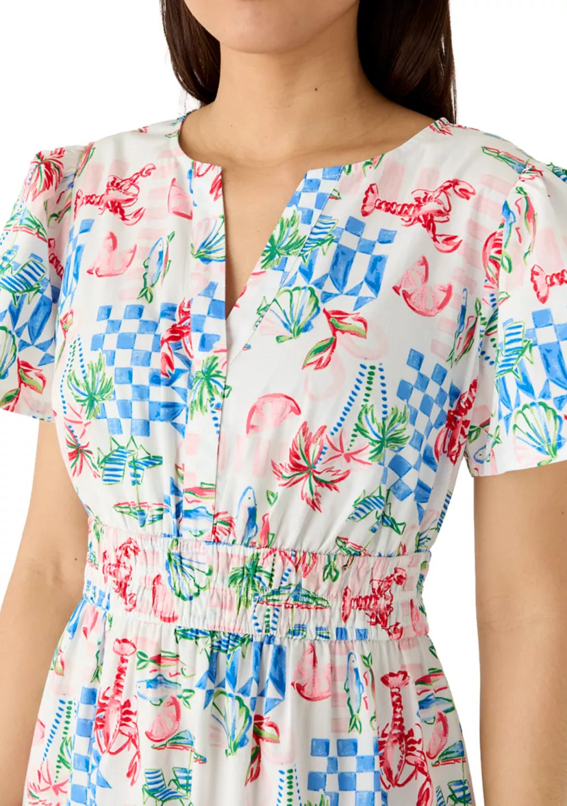 Women's Short Sleeve Smocked Waist Midi Dress | Belk