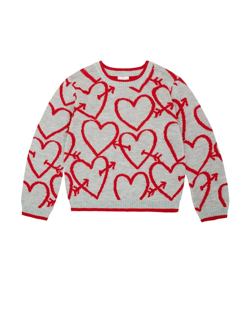 Way To Celebrate Toddler Valentine's Day Heart Sweater, Sizes 12M-5T | Walmart (US)
