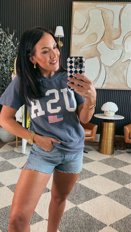 Obsessed with this tee. 
Use code: LEXIE15 to save on riff raff. 

In a small in tee. 25 in shorts  

#LTKOver40 #LTKStyleTip #LTKFindsUnder50