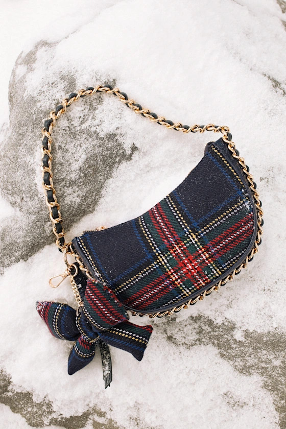 Scottie Navy Plaid Mini Handbag | Lulus