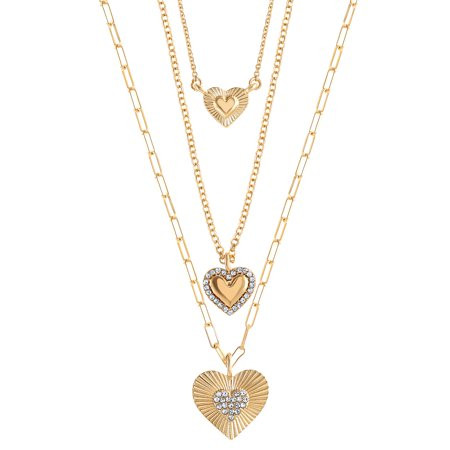 Jessica Simpson Fashion Gold Metal Layer Heart Necklace - Customer ratings & reviews | Walmart (US)