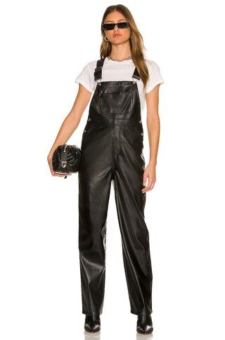 WeWoreWhat Vegan Leather Basic Overall in Black from Revolve.com | Revolve Clothing (Global)