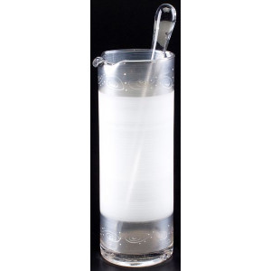 Clear and White Contemporary Hand Painted Martini Pitcher with Stirring Rod 40 oz. | Christmas Central
