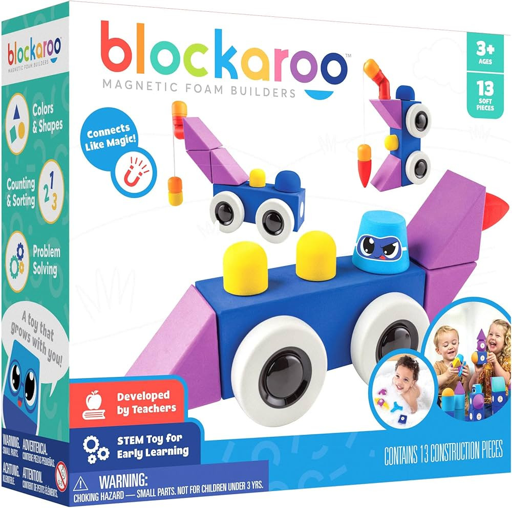 Amazon.com: Blockaroo Magnetic Foam Blocks – STEM Preschool Toys for Children, Toddlers, Boys a... | Amazon (US)