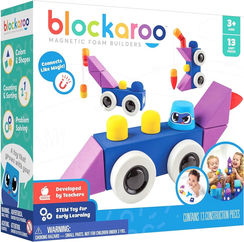 Amazon.com: Blockaroo Magnetic Foam Blocks – STEM Preschool Toys for Children, Toddlers, Boys a... | Amazon (US)