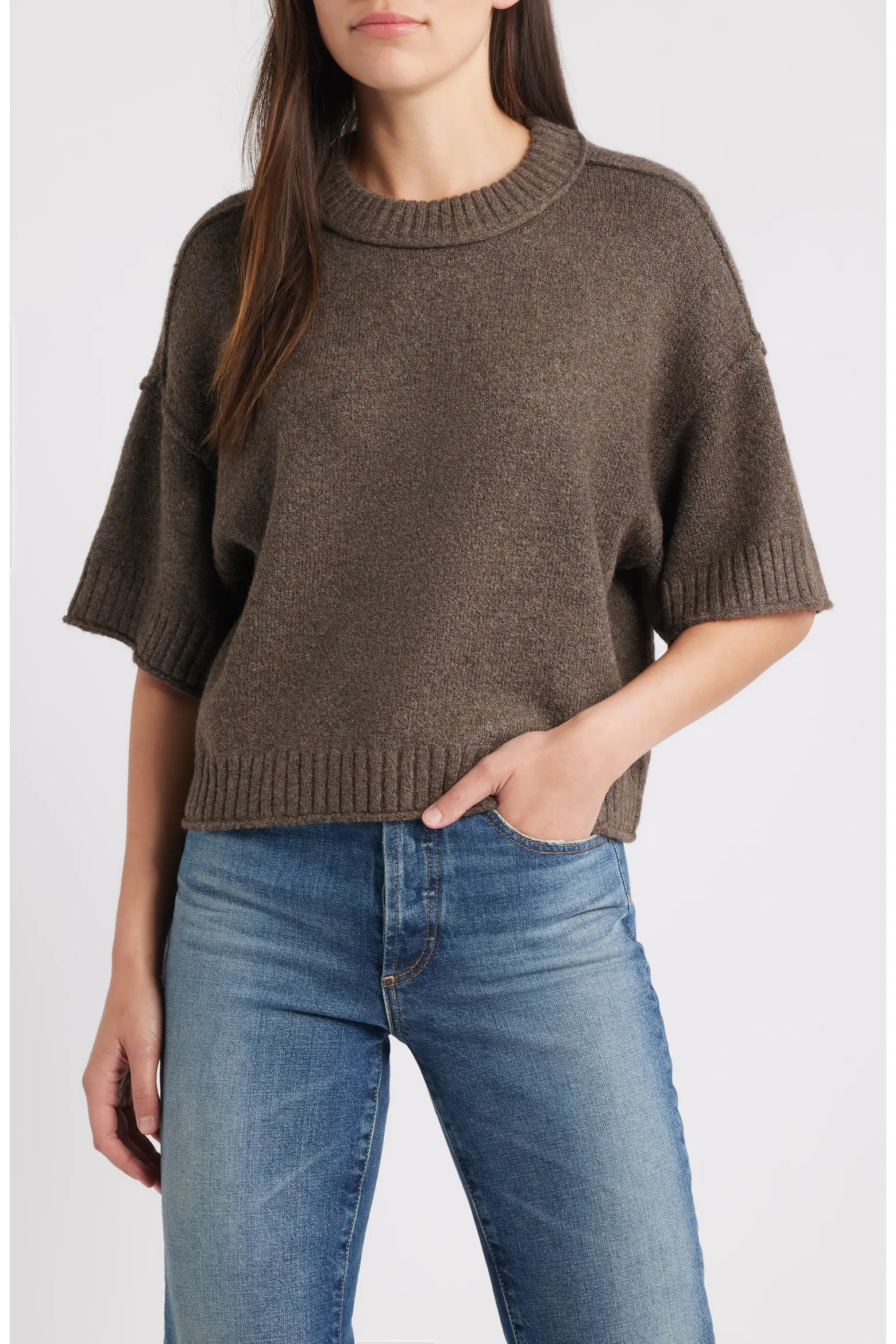 CITY BLUES Broome Crop Short Sleeve Sweater (Women) | Nordstrom | Nordstrom