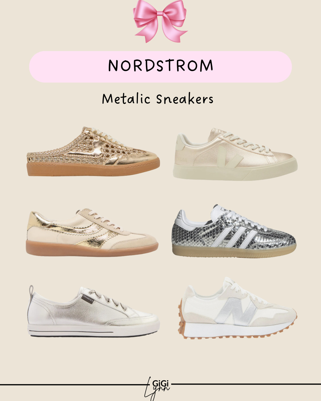 If you’re loving metallic sneakers, neutral sneakers, and elevated everyday footwear, this lineup is full of must-haves that blend comfort and trend-forward style.

The 327 Sneaker (Women) in Angora/Silver Metallic by New Balance delivers retro energy with modern comfort—perfect for athleisure outfits, travel days, and everyday wear.

The Gender Inclusive Samba OG Sneaker in Silver Metallic/White by adidas is an iconic street style sneaker that pairs effortlessly with wide-leg jeans, dresses, and sporty chic looks.

For elevated comfort, the Ellie V Sneaker (Silver Tumbled) by FRANKIE4 offers supportive design with a luxe metallic finish—ideal for all-day walking and polished casual outfits.

The Merit Sneaker (White/Gold Leather) and Notice Woven Mule Sneaker (Gold Woven Stella) by Dolce Vita** bring that perfect mix of classic white sneakers and statement metallic texture for effortless everyday styling.

And the Campo Sneaker (Platine Pierre) by Veja is a minimalist favorite—sleek, versatile, and perfect for casual chic wardrobes and capsule outfits.

✨ From metallic silver sneakers to white and gold leather styles, these are the ultimate fashion sneakers for women that elevate any outfit while staying comfortable and wearable.

#LTKSneakers #MetallicSneakers #EverydayShoes #StreetStyleWomen #CasualChic #AthleisureLook #SneakerStyle #LTKFinds

 

 #LTKootd #LTKActive #LTKWorkwear