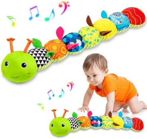 Baby Toys Musical Caterpillar, Infant Stuffed Animal for 0-6 6-12 Months with Crinkle and Rattles... | Amazon (US)