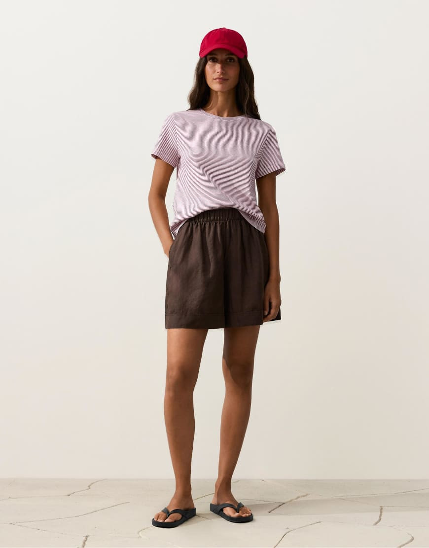 OYSHO 100% linen shorts in brown | ASOS (Global)