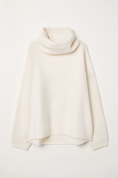 H & M - Ribbed Turtleneck Sweater - White | H&M (US)